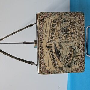 50s Tapestry Purse Venice Scene Made in Italy Handbag Vintage